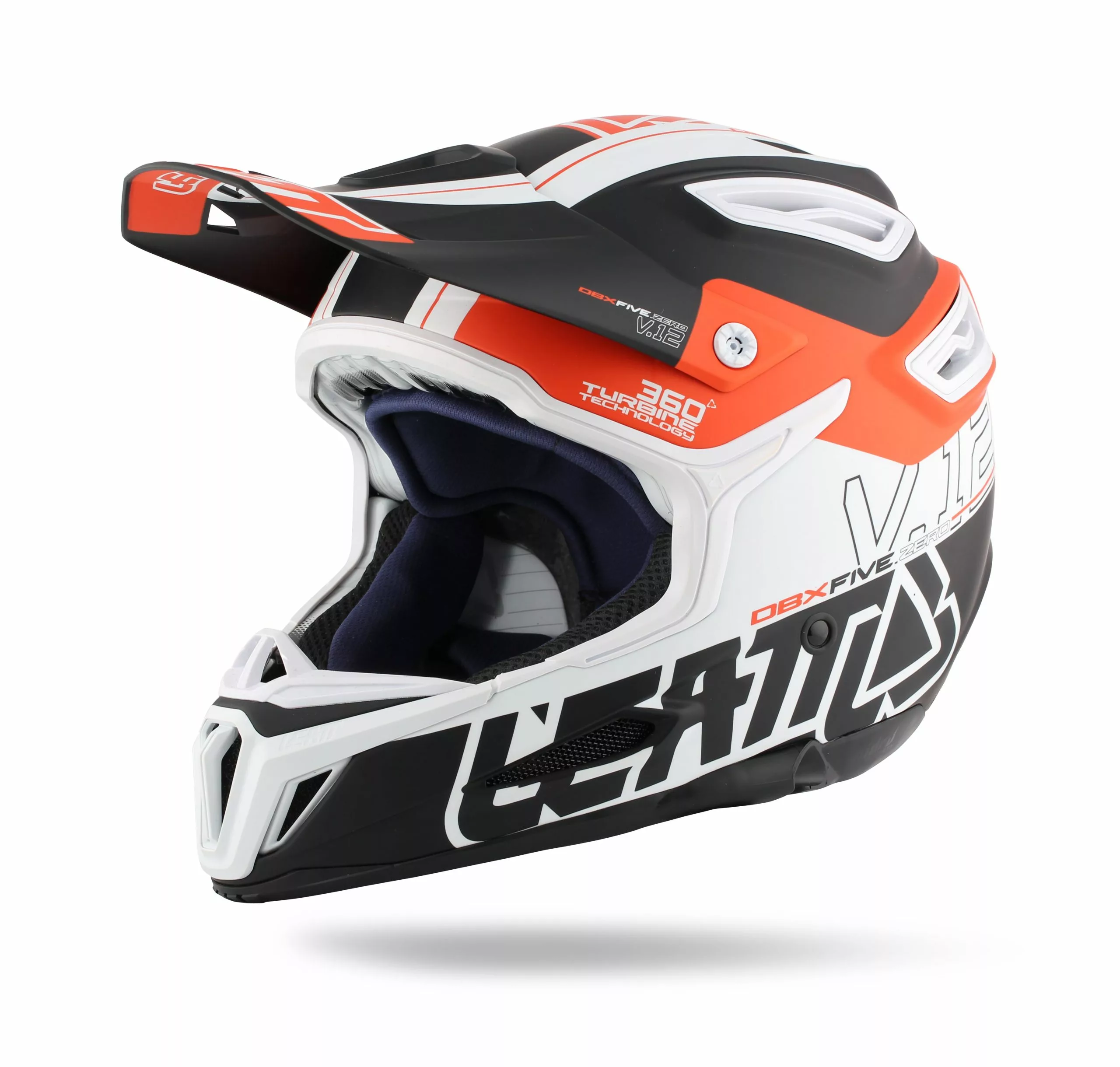 LEATT DBX 5.0 Composite Fullface Helm - Schwarz/Weiß/Orange