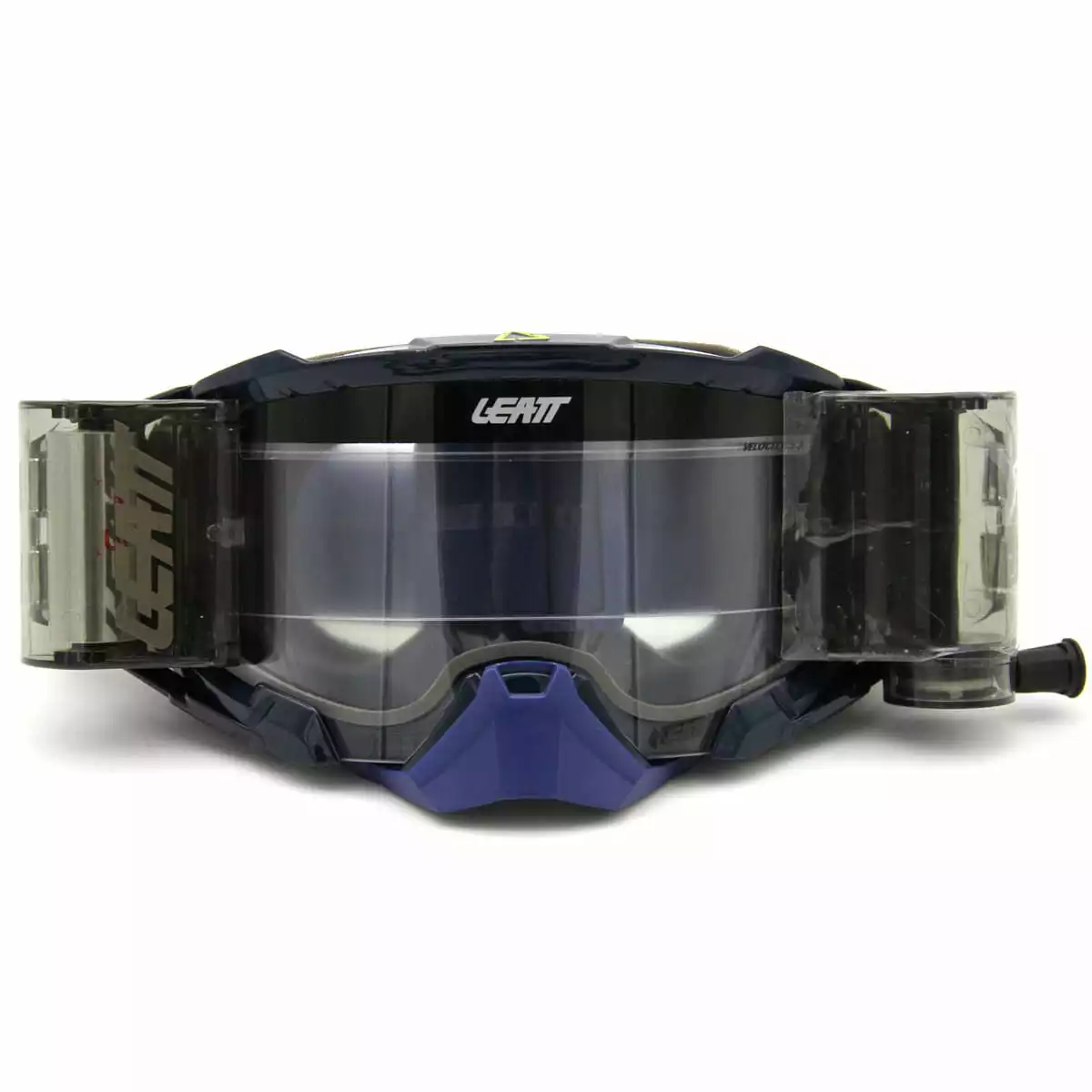 LEATT Velocity 5.5 Goggle With Roll-Off System Klar - Dunkelblau/Neon Gelb