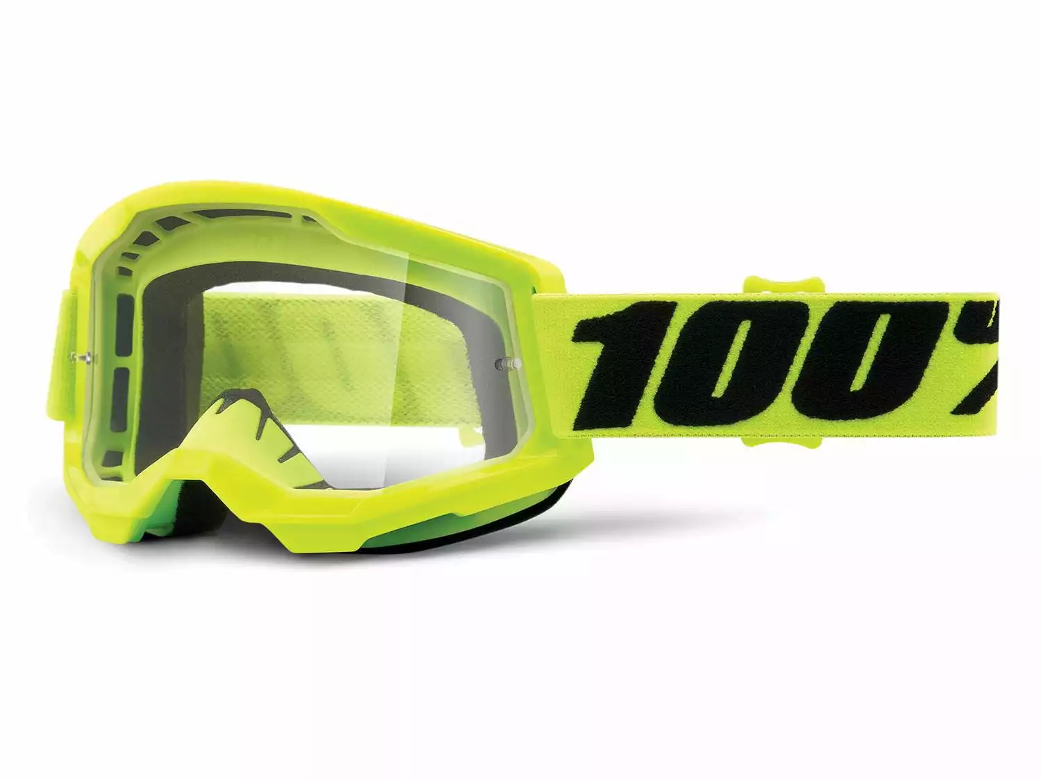 100% Strata 2 Goggle - Clear Lens - Fluo Yellow