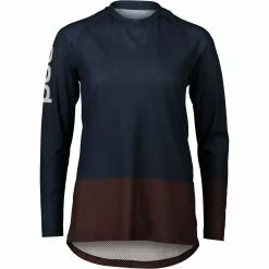 POC Women's MTB Pure LS Jersey - Turmaline Navy/Axinite Brown